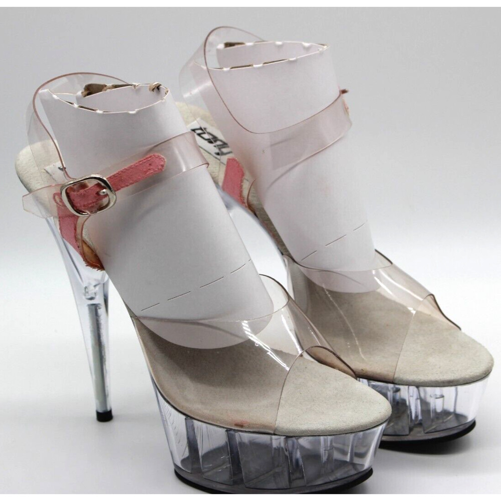 Tony Shoes Custom Made 6" Platform Stripper Pole Dance Shoes Pink Clear Size 6